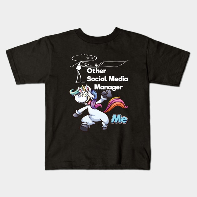 Other Social Media Manager Unicorn Me Kids T-Shirt by ProjectX23Red